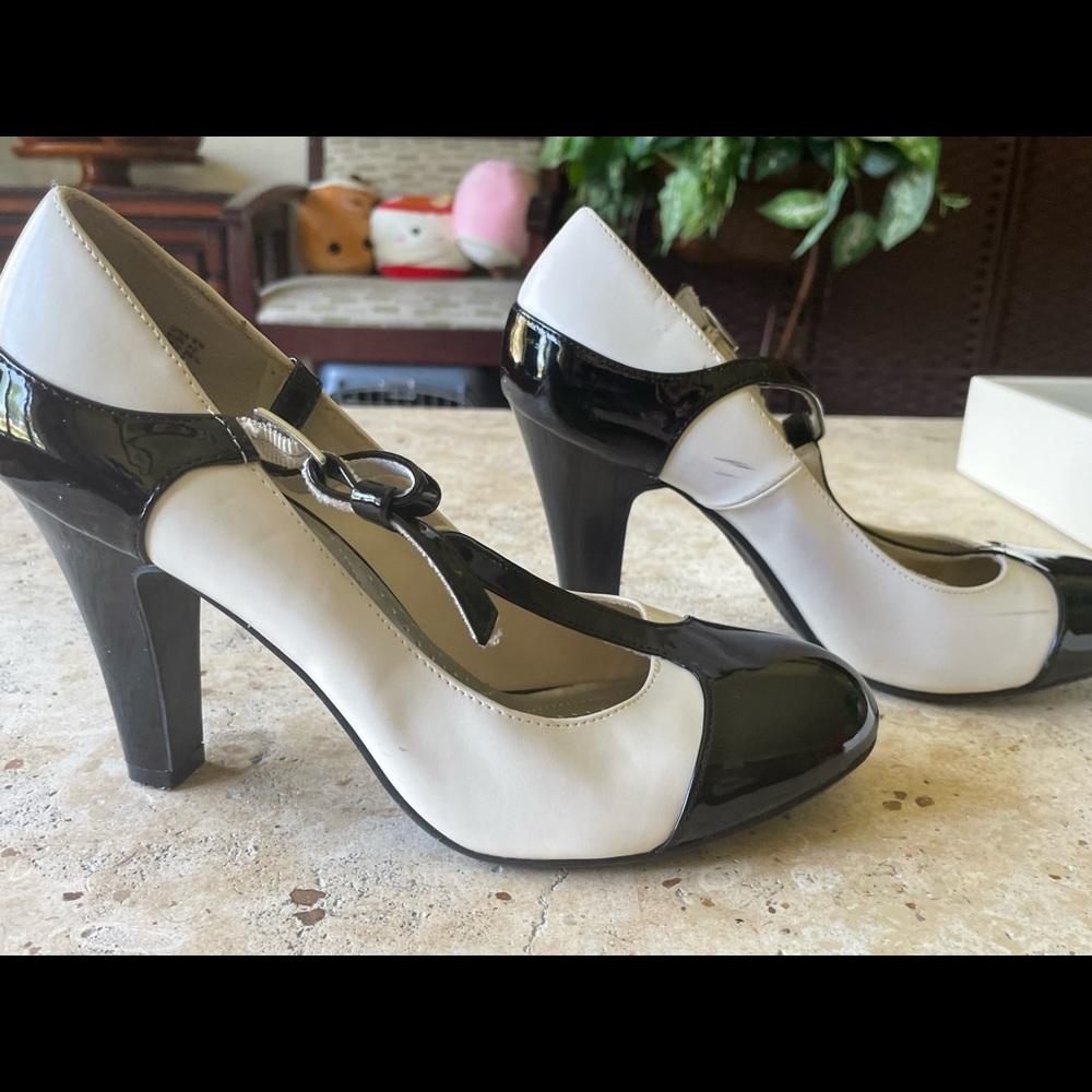 Black and white heels